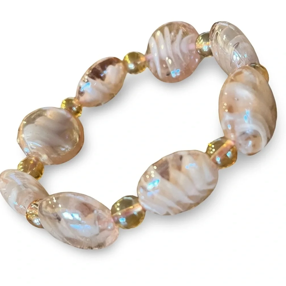 Pink and Gold Beaded Bracelet